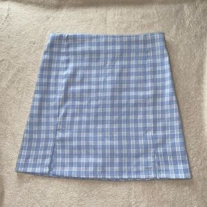blue and white plaid skirt